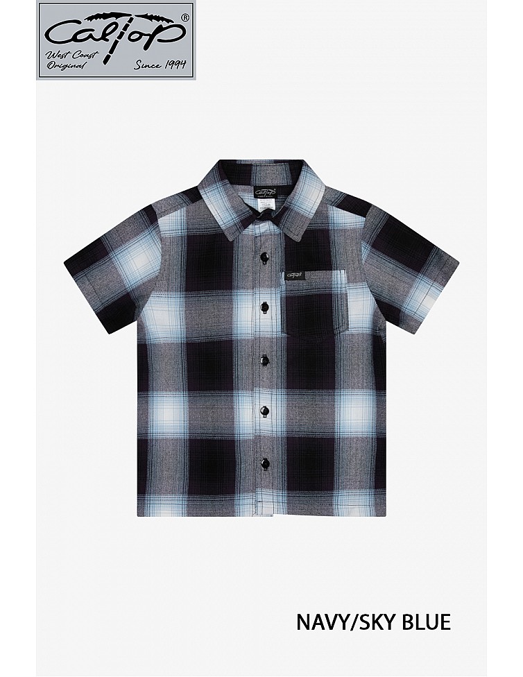 KS001 S/S PLAID : NAVY-SKY BLUE